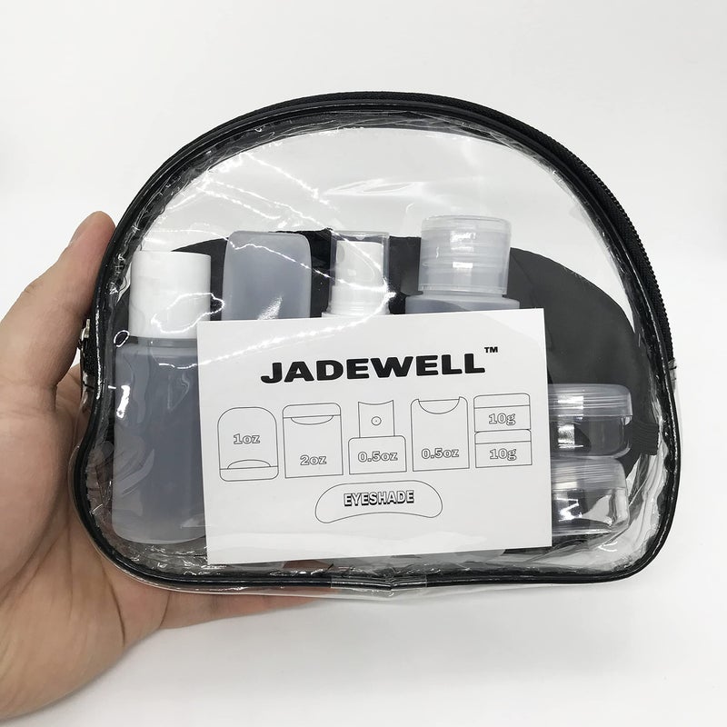 JADEWELL 4 Pack Travel Bottles Set with Zipper Bag and Eyeshade TSA Approved Containers for Toiletries Shampoo Conditioner Lotion Body Wash Liquid Leak-Proof BPA Free Carry-on for Airplane - Image 2